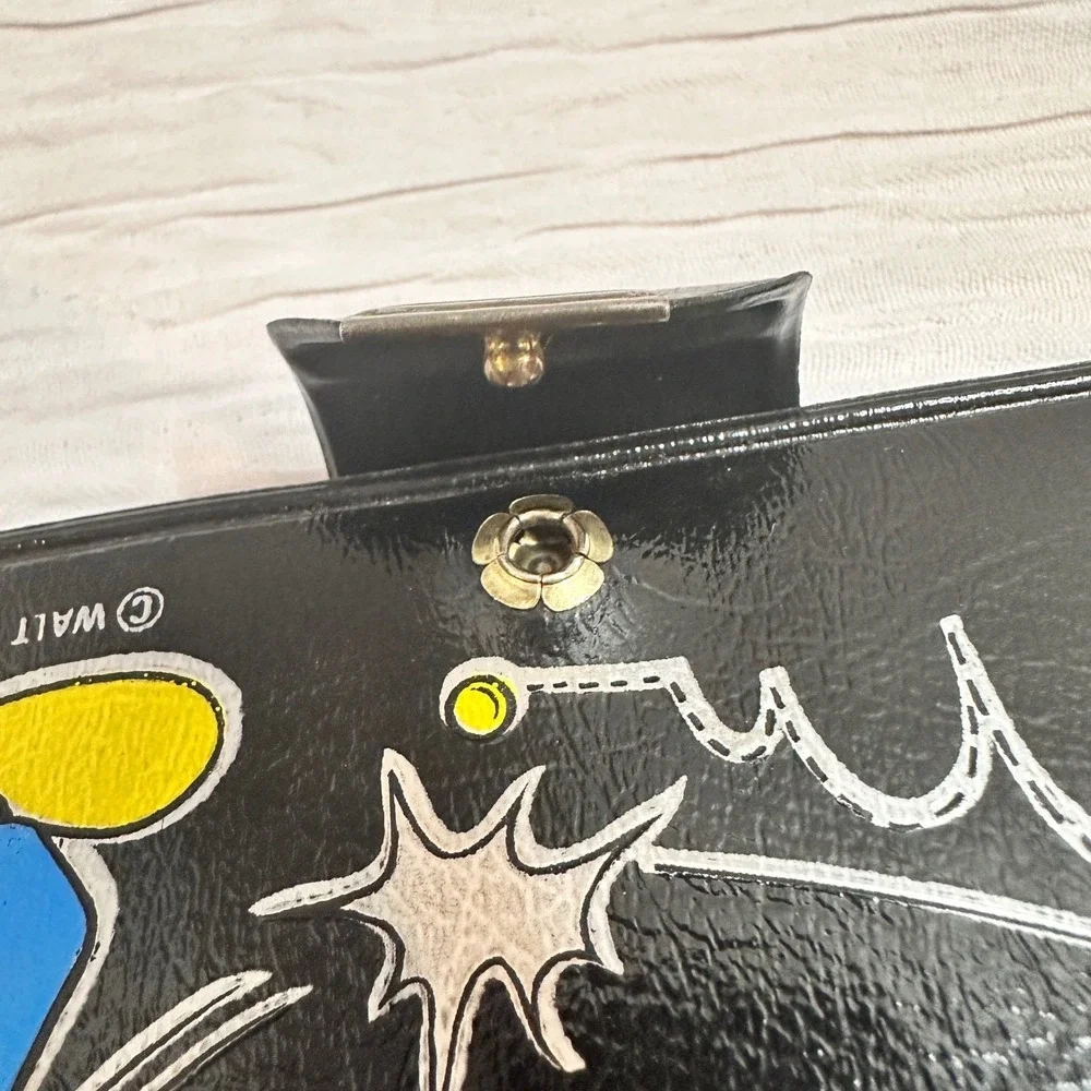 Vintage Mickey Mouse Black Golf Clutch Wallet 1970/80s Made in Hong‎ Kong
